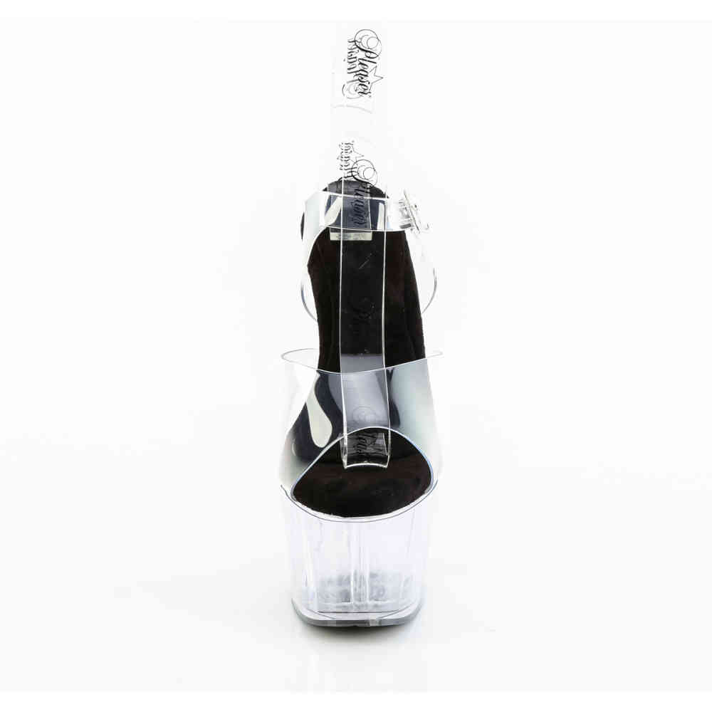 Pleaser - ADORE-708PREM Knöchelriemen-Sandale - Transparent/Schwarz